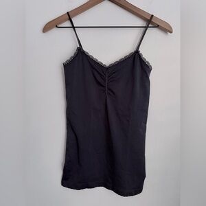 Victoria’s Secret grey tank top lace trim y2k ruched front M